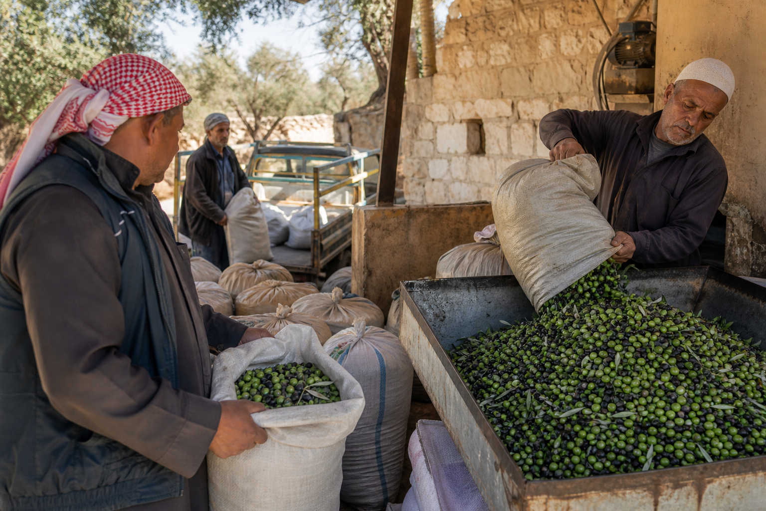 استقبال الزيتون في المعصرة